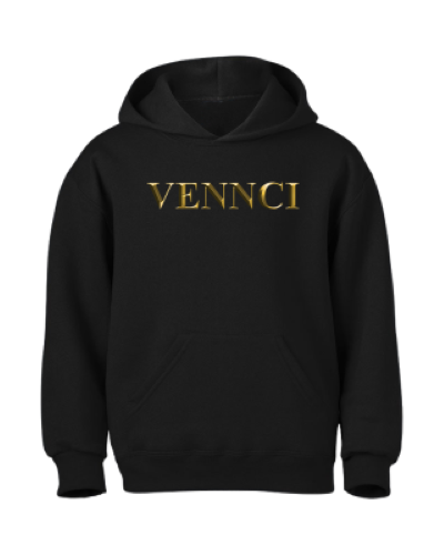 Vennci Black Hoodie Gold Logo Words – Vennci